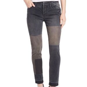 Free People Patched and Relaxed Camp Skinny Patchwork Jeans Black Wash see descr